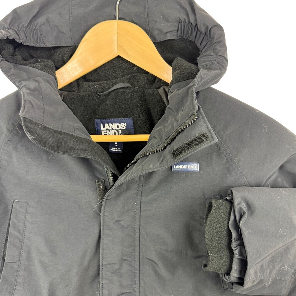 Lands End Kids Squall Parka Jacket Black Waterproof Insulated 511342 Size S 8 - Picture 2 of 16